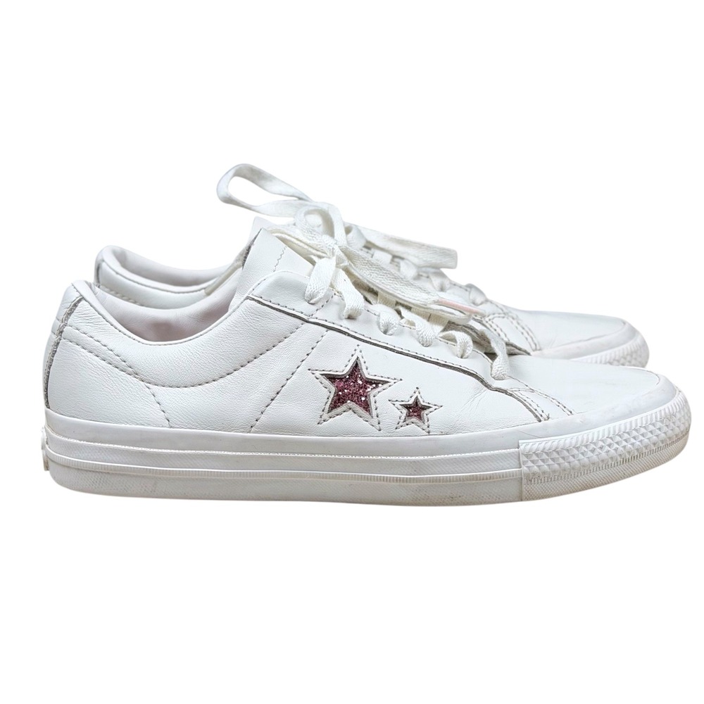 Converse Turnstile One Star‎ Pro Ox Leather Sneakers White/Pink Women's Sz 7.5